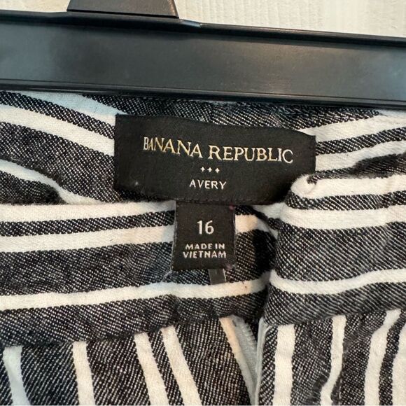 Banana Republic Women's Size 16 Black & White Striped Linen Blend Pants S0302 - Picture 6 of 7